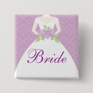 Lavender Wedding Dress Bridal Party 15 Cm Square Badge