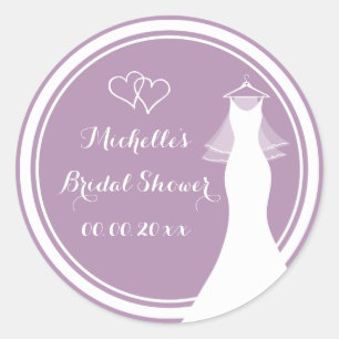 Lavender wedding dress bridal shower stickers