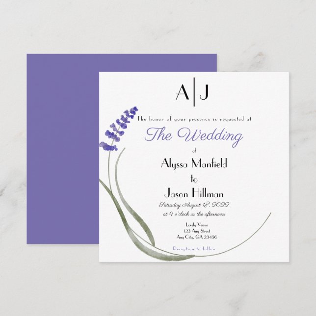 Lavender Wedding invitation (Front/Back)