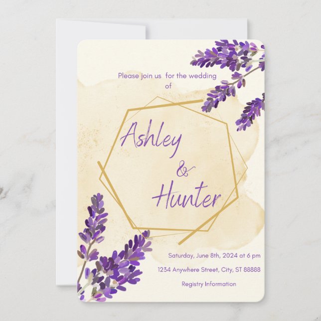 Lavender Wedding invitation (Front)
