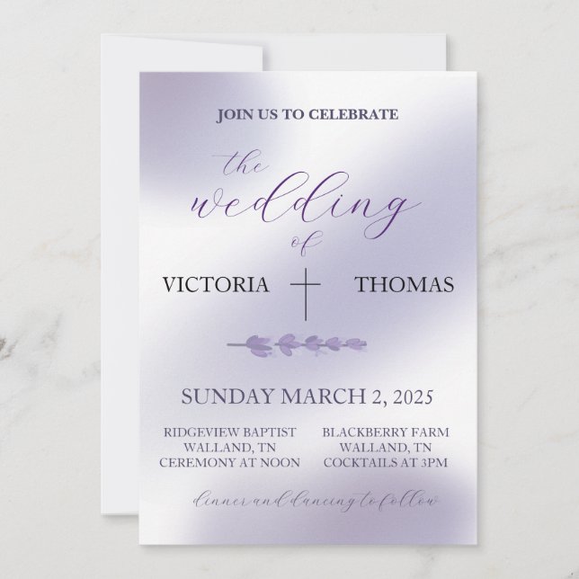 Lavender Wedding Invitation (2 Venues) (Front)