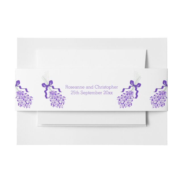 Lavender Wedding Invitation Belly Band (Front Example)