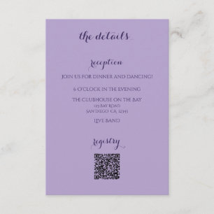 Lavender Wedding Invitation Enclosure Card