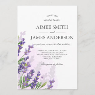 Lavender Wedding Invitation Rustic Elegant Floral