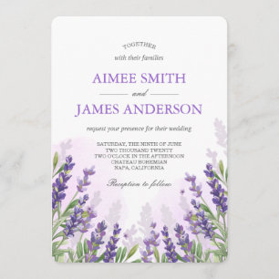 Lavender Wedding Invitation Rustic Elegant Floral