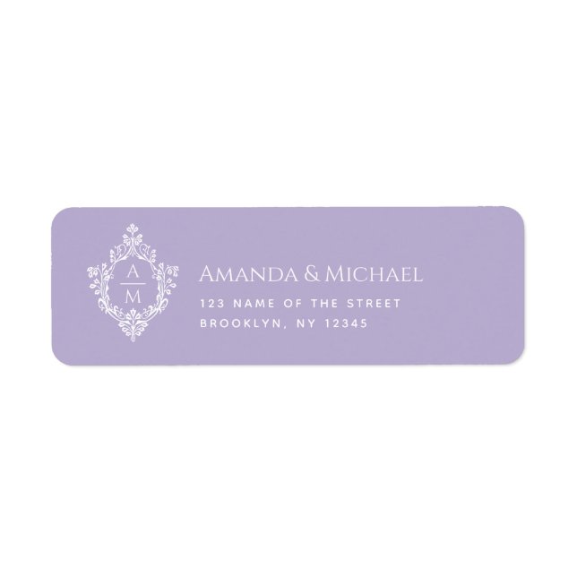Lavender Wedding Monogram Vintage Crest  (Front)