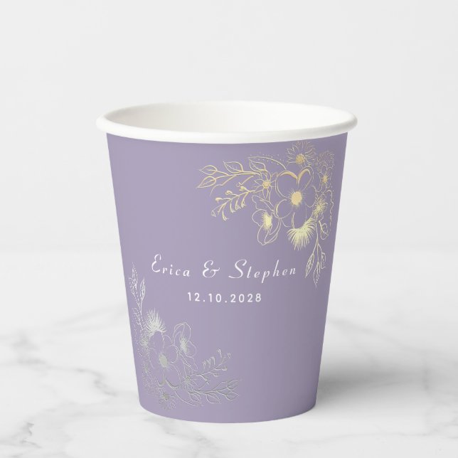 Lavender Wedding Paper Cups (Front)