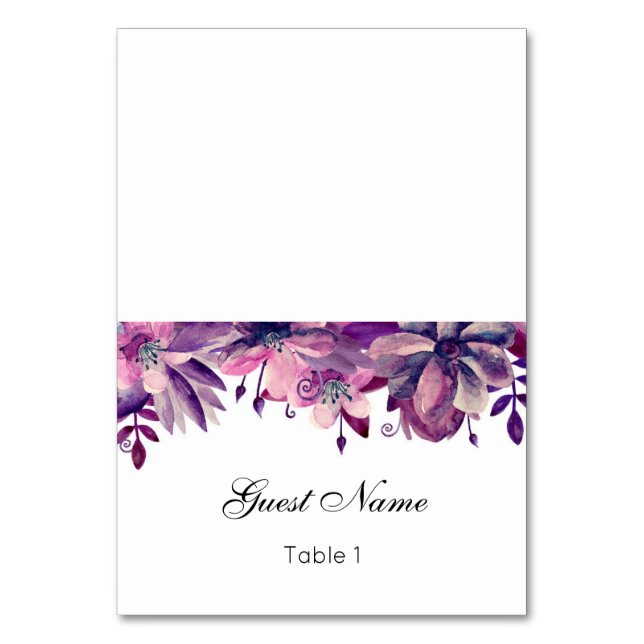 Lavender wedding place card. Purple name card (Front)