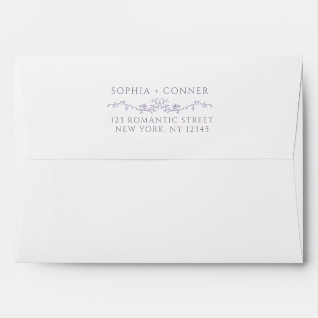 Lavender Wedding Pre-Printed Return Address 5x7 Envelope (Back (Top Flap))