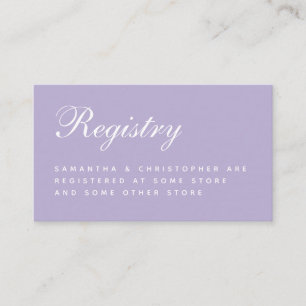 Lavender Wedding Registry Simple Script Purple Enclosure Card