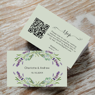 Lavender wedding response website QR code RSVP Enclosure Card