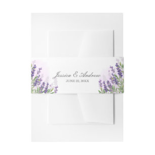 lavender Wedding Rustic Personalised Purple Pastel Invitation Belly Band