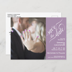 Lavender Wedding Save the Date Photo & Calligraphy Announcement Postcard