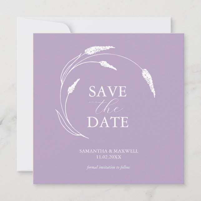 Lavender Wedding Save The Date Templates (Front)