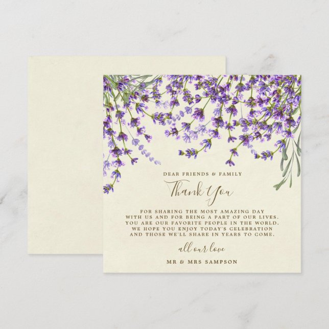 lavender wedding thank you reception card (Front/Back)