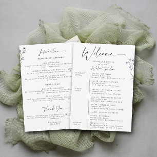 Lavender Wedding Weekend 3 Days Schedule Elegant Invitation