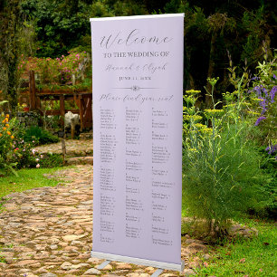 Lavender Wedding Welcome Alphabetic Seating Chart Retractable Banner