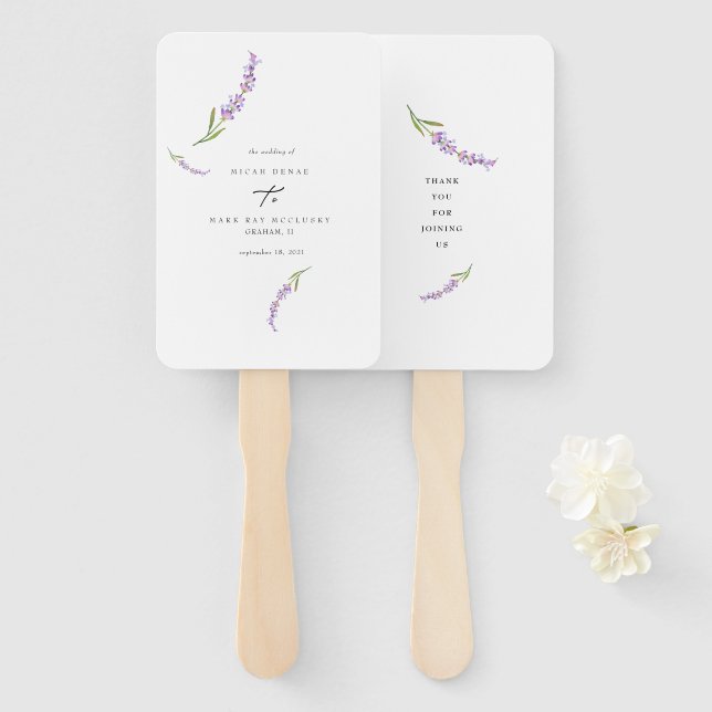 Lavender Welcome Outdoor Wedding Hand Fan (Front and Back)