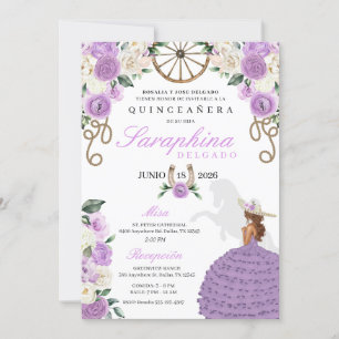 Lavender Western Princess Cowgirl Quinceañera Invitation