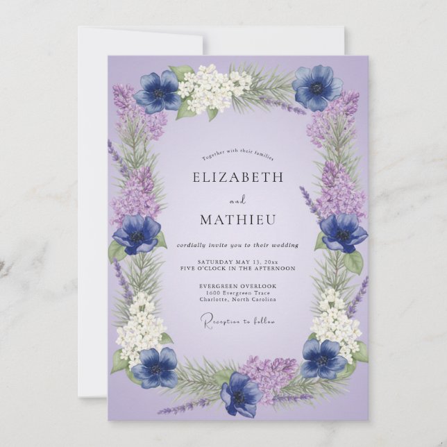Lavender Whimsical Spring Wedding Invitation (Front)