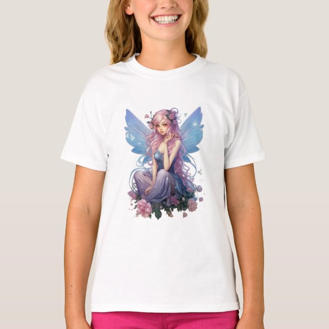 Lavender Whisper Fairy Illustration T-Shirt (Front)