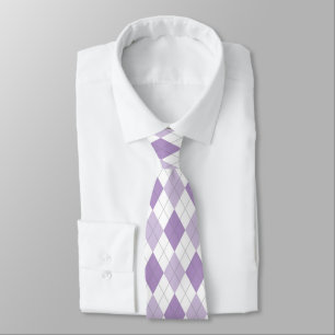 Lavender & White Argyle Necktie