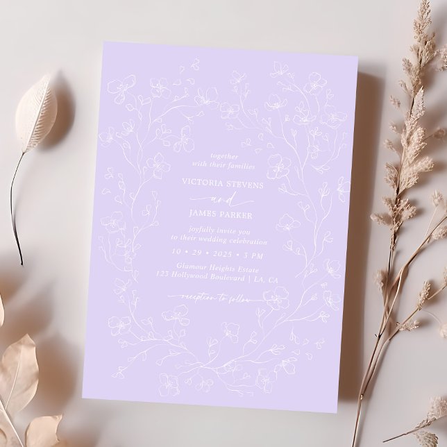 Lavender White Blossom Flowers Wedding Invitation (Creator Uploaded)