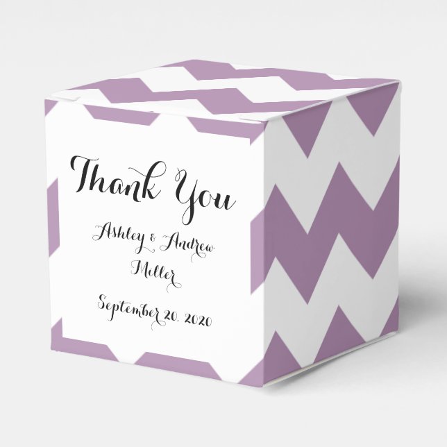 Lavender White Chevron Pattern Favour Box (Front Side)