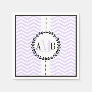Lavender, white chevron pattern wedding napkin