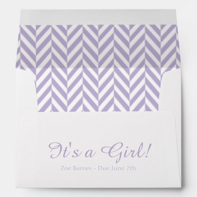 Lavender White Due Date Baby Shower Envelopes (Back (Bottom))