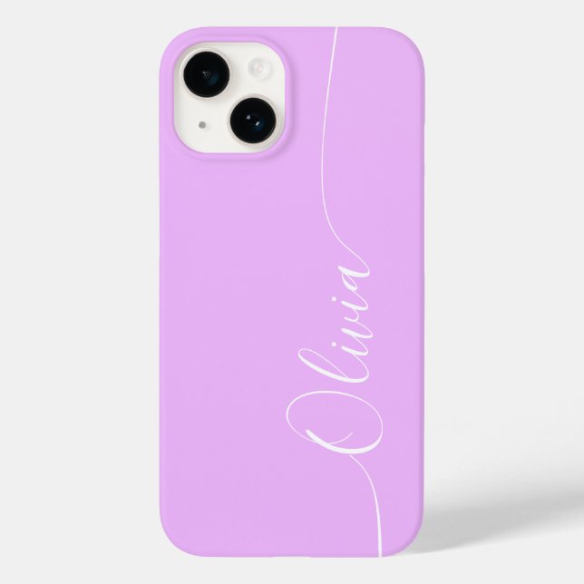 Lavender White Elegant Calligraphy Script Name Case-Mate iPhone Case (Back)