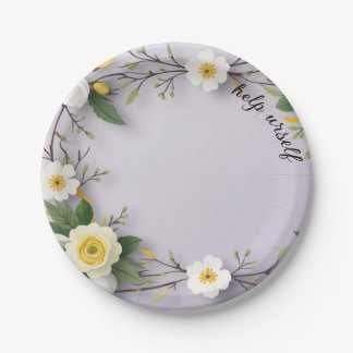 lavender white floral cute beautifu lPaper Plate