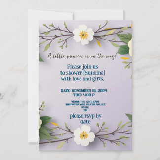 lavender white floral cute beautifu lPaper Plate Invitation