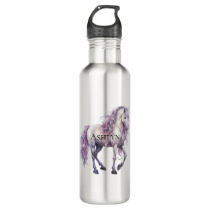 Lavender White Floral Horse 710 Ml Water Bottle
