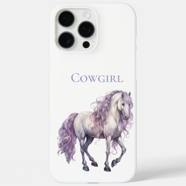 Lavender White Floral Horse Cowgirl Case-Mate iPhone Case (Back)