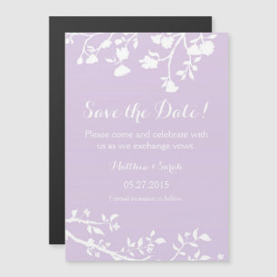 Lavender White Flower Save The Date Magnet