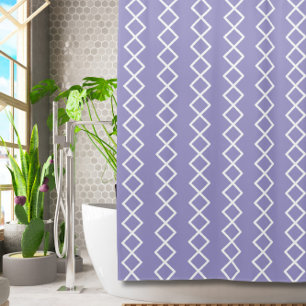 Lavender White Geometric Shower Curtain