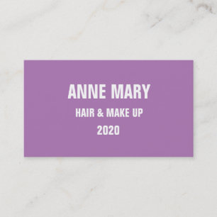 Lavender White Hair & Make Up Modern Purple 2020 Business Card