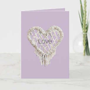Lavender White Heart Fringe Card