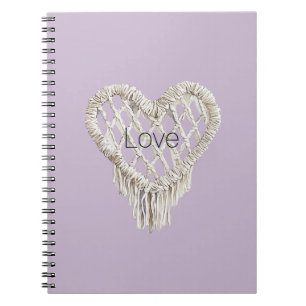 Lavender White Heart Fringe Notebook