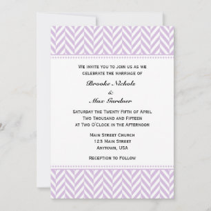 Lavender White Herringbone Wedding Invitation