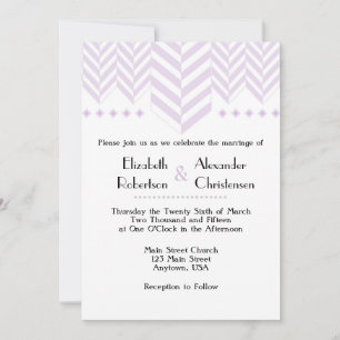 Lavender White Herringbone Wedding Invitation