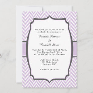 Lavender White Herringbone Wedding Invitation