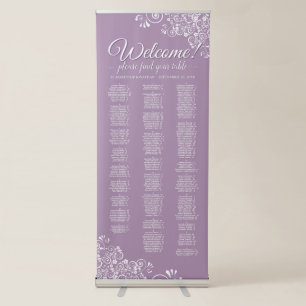 Lavender & White Lace Alphabetical Seating Chart Retractable Banner