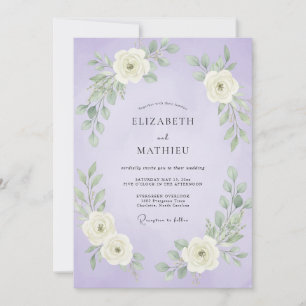 Lavender White Leafy Wedding Invitation