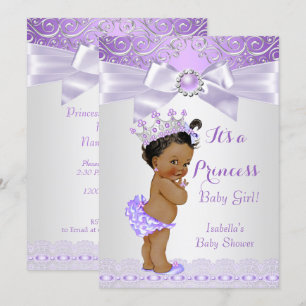 Lavender White Lilac Princess Baby Shower Ethnic Invitation