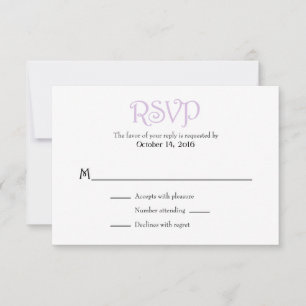 Lavender White Plain Simple Wedding RSVP Cards