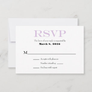 Lavender White Plain Simple Wedding RSVP Cards