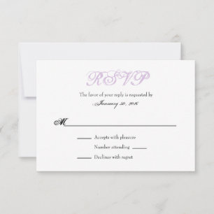 Lavender White Plain Simple Wedding RSVP Cards