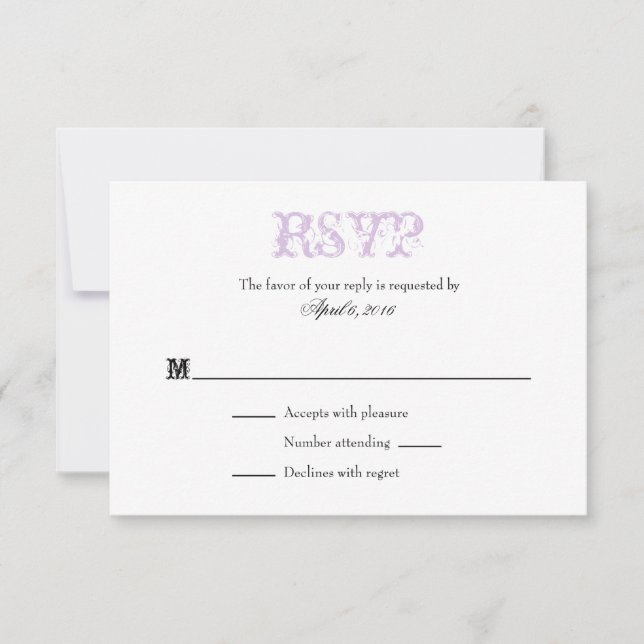 Lavender White Plain Simple Wedding RSVP Cards (Front)